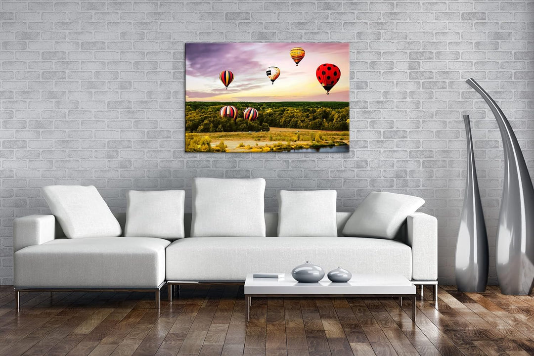 deyoli Fahrt mit einem Heissluftballon Format: 80x60 als Leinwandbild, Motiv fertig gerahmt auf Echt