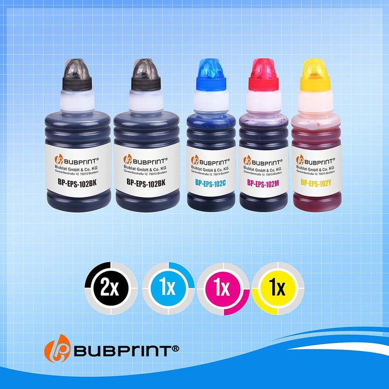 5 Tintenflaschen kompatibel für Epson 102 Tinte kompatibel als Ersatz für Epson Ecotank ET-2700 ET-2