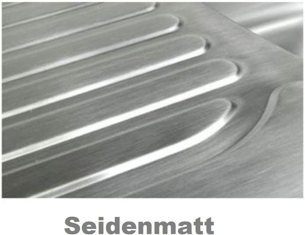 VBChome Einbauspüle 77x50 Satinstruktur ab 45er Unterschrank Edelstahl Küchenspüle Spüle Ablagefläch