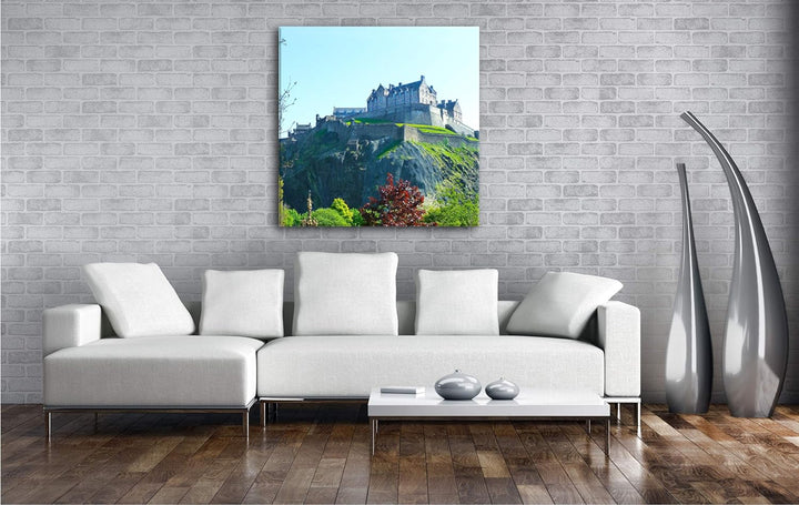 deyoli Burg in Edinburgh Schottland Format: 70x70 als Leinwandbild, Motiv fertig gerahmt auf Echthol