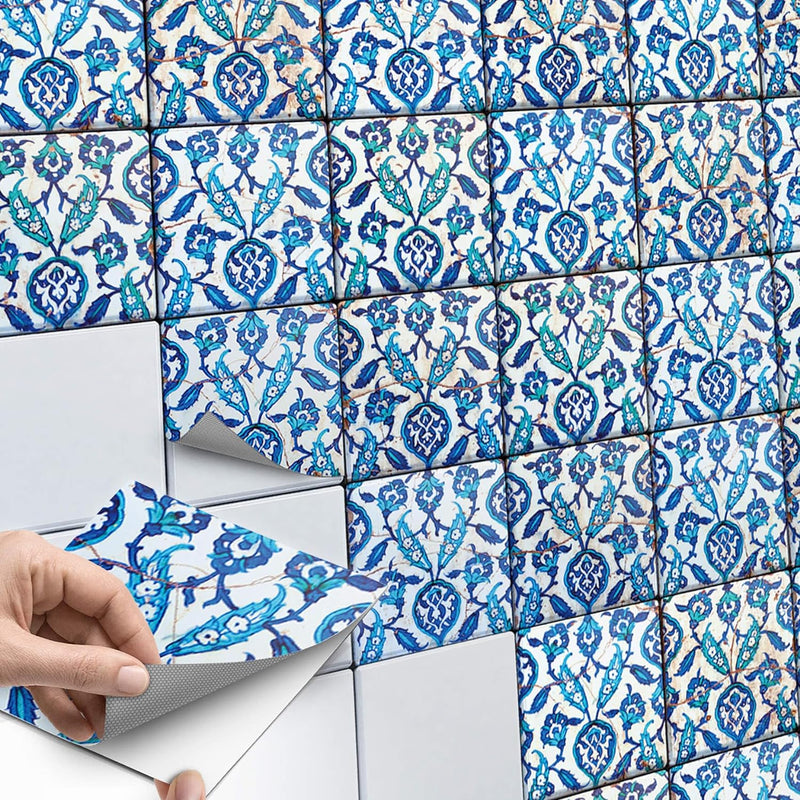 60 Stück Fliesenfolie für Küche und Bad 15x15 cm - Mosaikfliesen, Fliesensticker - selbstklebende Fl