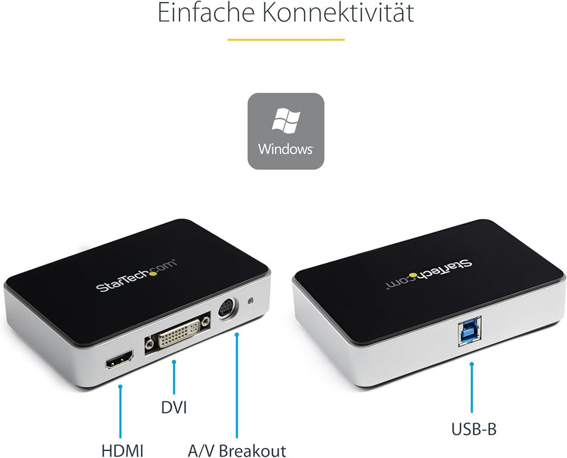 StarTech.com USB 3.0 HDMI Video Aufnahmegerät - Freistehende Externe Capture Karte - USB 3.0 Video G