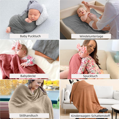momcozy Baby Pucktuch, Mulltuch 120 x 120cm 4er Set, Mullwindeln aus Baumwolle und Bambus, Bio-Baumw
