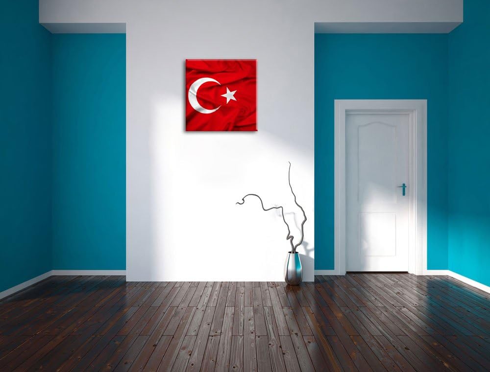 Turkey flag Türkei Flagge, Format: 70x70 auf Leinwand, XXL riesige Bilder fertig gerahmt mit Keilrah
