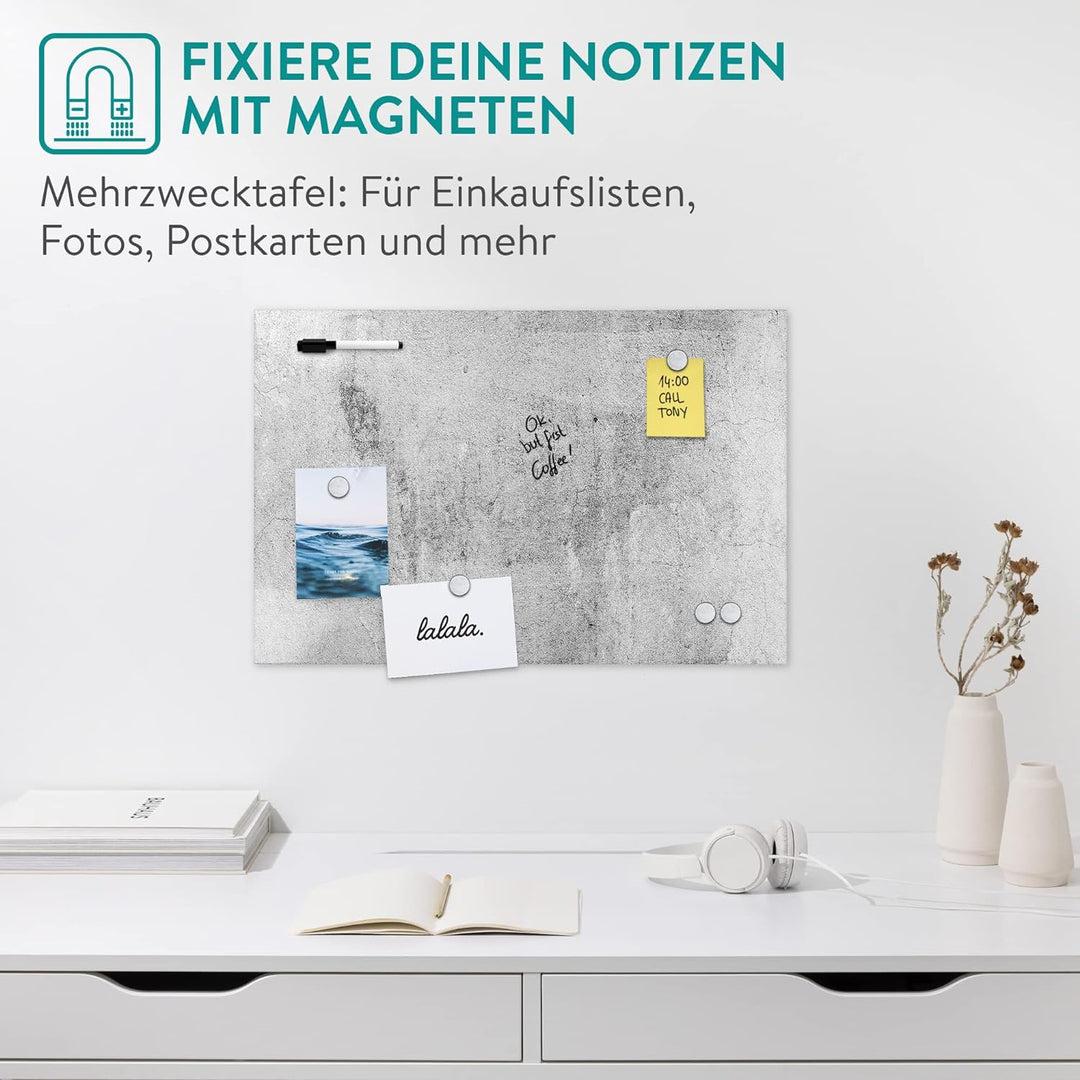 Navaris Magnettafel - 40 x 60 cm Gross - Graues Design Holz Magnet Board für die Wand - Memoboard in