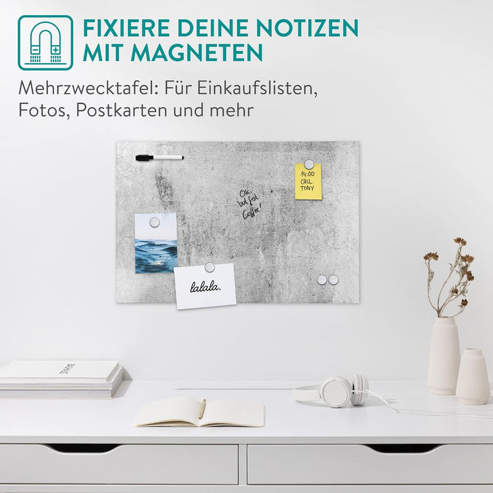 Navaris Magnettafel - 40 x 60 cm Gross - Graues Design Holz Magnet Board für die Wand - Memoboard in