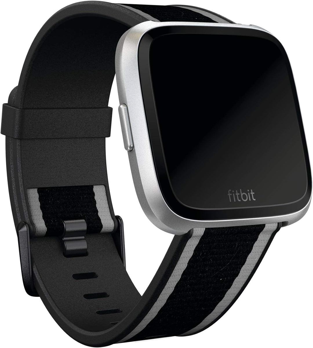 Fitbit Versa/Versa Lite, klassisches Accessoire-Band Gewebtes Band L Black/Gray, Gewebtes Band L Bla