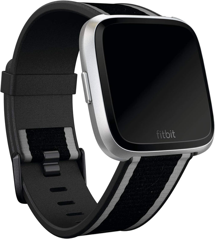 Fitbit Versa/Versa Lite, klassisches Accessoire-Band Gewebtes Band L Black/Gray, Gewebtes Band L Bla