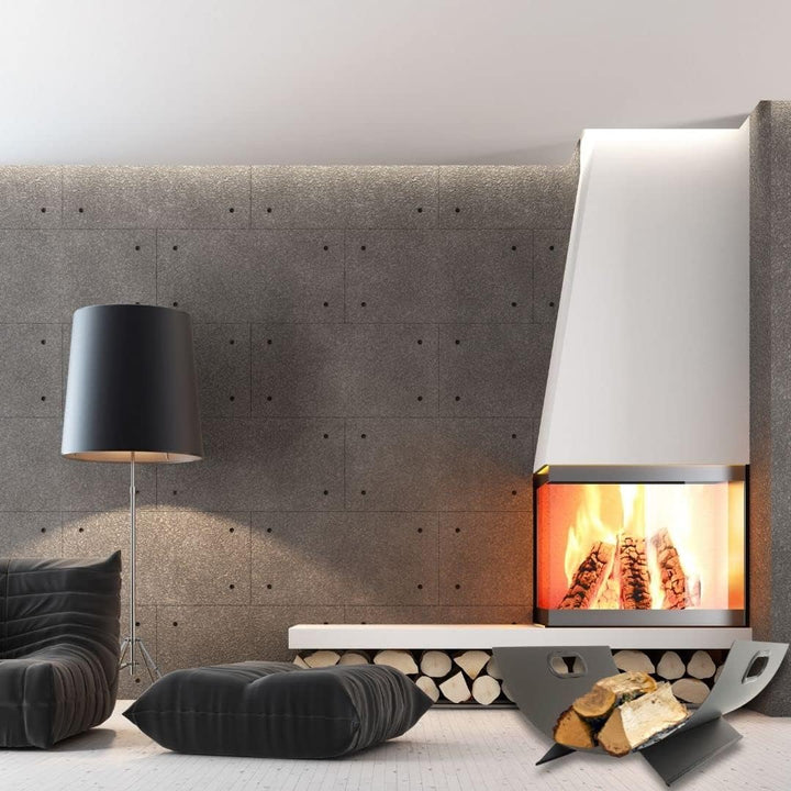 SULENO - Holzkorb DOVER 41x33 cm Aufbewahrungskorb Kaminholzkorb Brennholzkorb Feuerholzkorb, Stahl