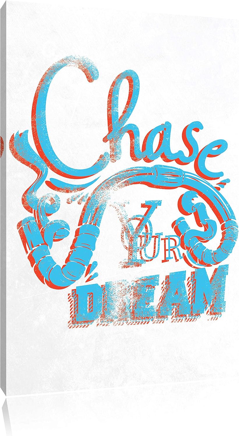 Pixxprint Chase Your Dream White Bild auf Leinwand, XXL riesige Bilder fertig gerahmt mit Keilrahmen