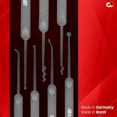 MULTIPICK ELITE 9 Profi Dietrich Set - [9 Teile | 0,6 mm] Made in Germany - Lockpick Tool, Schlösser