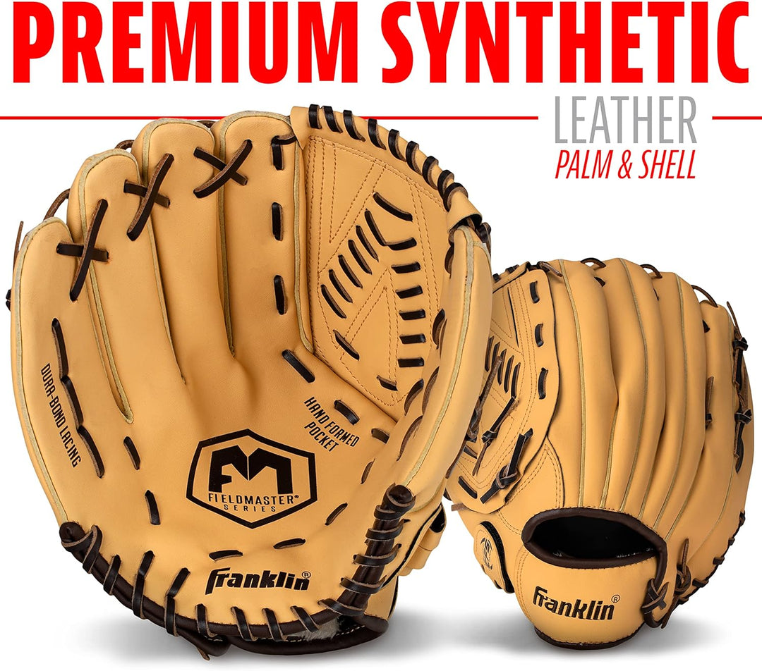 Franklin Sports Baseball + Softball Glove - Field Master Baseball + Softball Mitt - Adult + Youth Gl