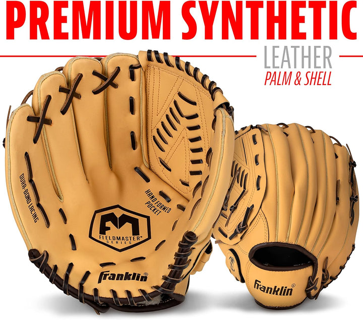 Franklin Sports Baseball + Softball Glove - Field Master Baseball + Softball Mitt - Adult + Youth Gl