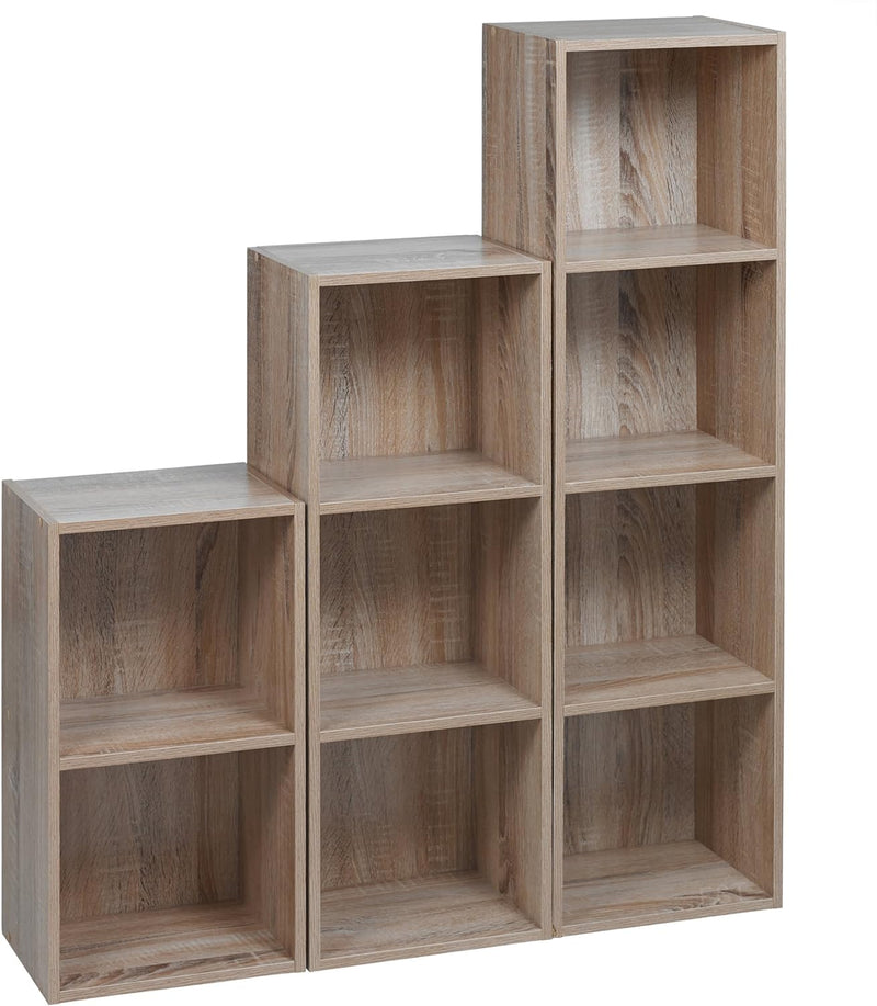 Set von 3 URBN Living Holz Bücherregal (Eiche antik)