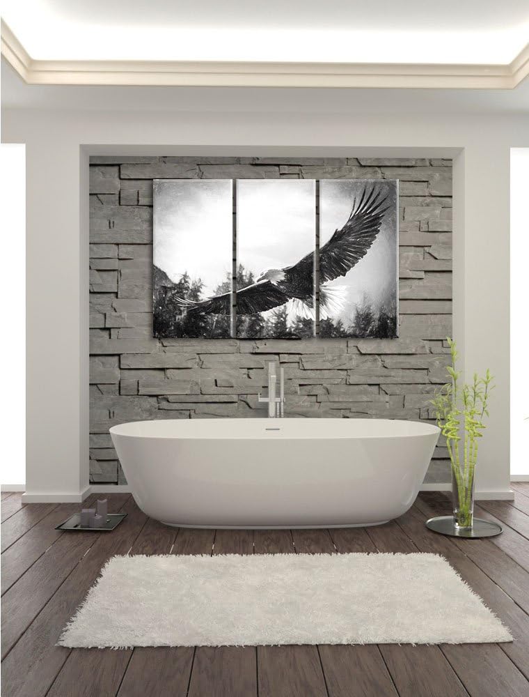 Pixxprint Adler als Leinwandbild | Grösse: 3 Teilig (120x80) | Wandbild| Kunstdruck | fertig bespann
