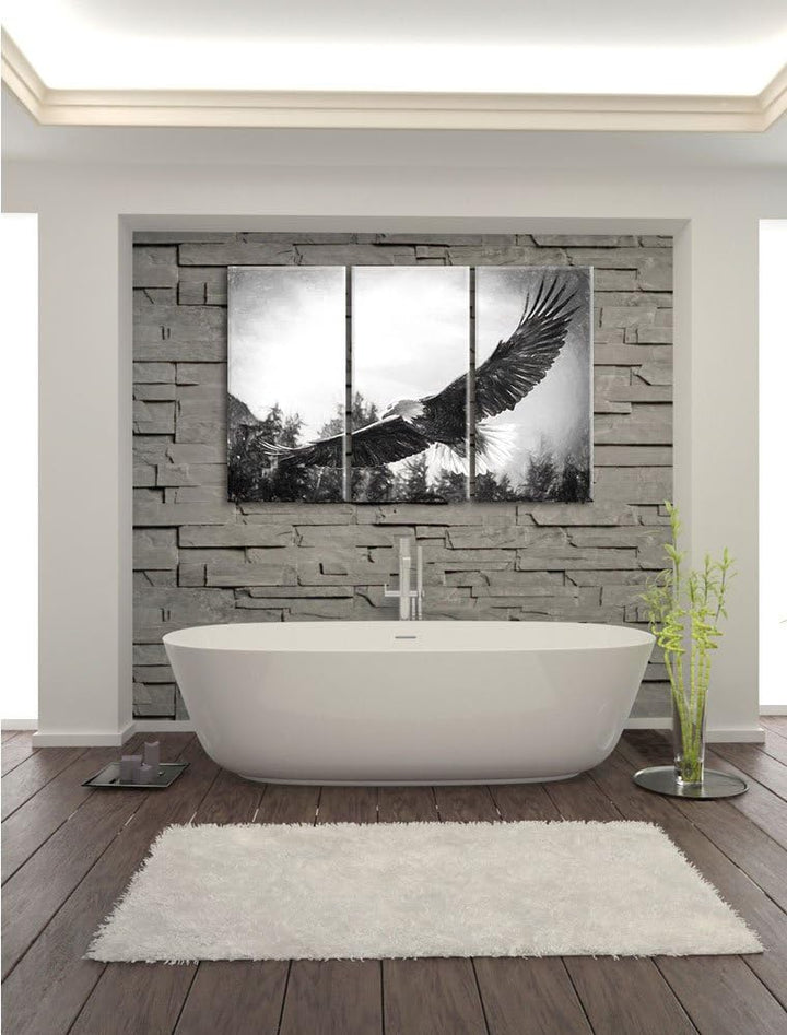 Pixxprint Adler als Leinwandbild | Grösse: 3 Teilig (120x80) | Wandbild| Kunstdruck | fertig bespann