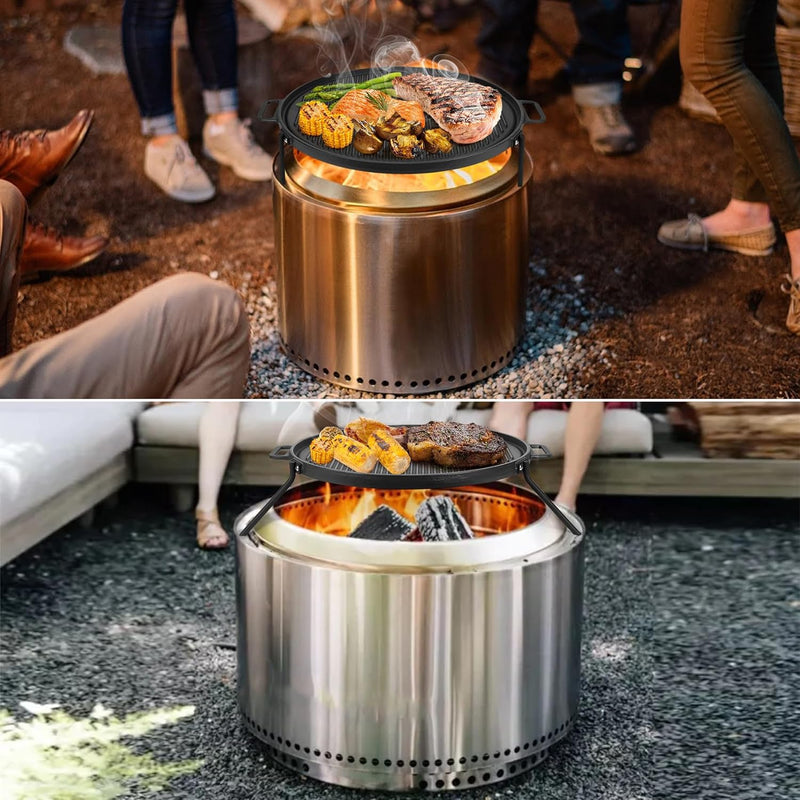 Onlyfire Gusseisen Grillrost mit Abnehmbar Standfuss, Grillplatte für Solo Stove Bonfire und Yukon F