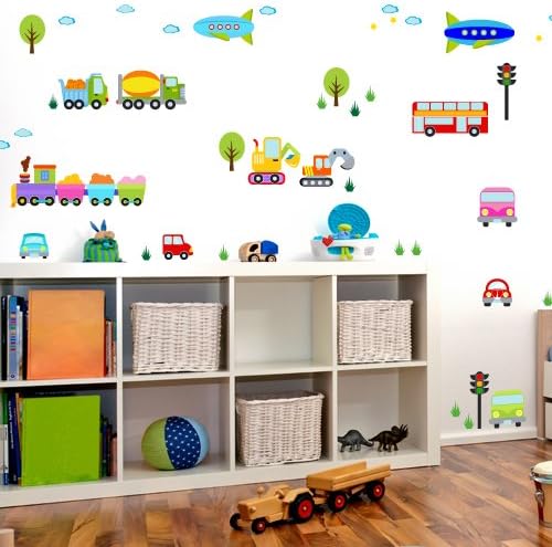 Wandkings Autowelt Wandsticker Megapack Set, 64 Aufkleber, Gesamtfläche 260 x 70 cm