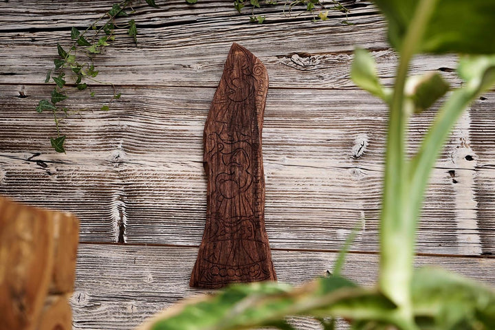 Windalf Wikinger Wandrelief EINHERJER 47 cm Vikings Bildstein Holzbild Nordische Mythologie Handarbe
