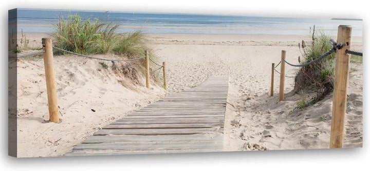 Feeby Vlies Leinwandbild Meer Strand Wasser Wellen Sand 150x50 cm Wanddeko Design Kunstdruck Zimmerd