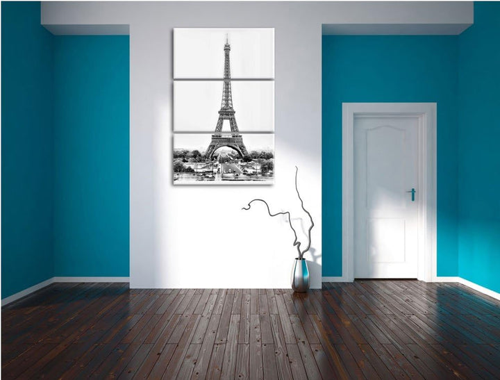 Pixxprint gigantischer Eifelturm als Leinwandbild/Grösse: 3 Teilig (120x80 cm) cm/Wandbild/Kunstdruc