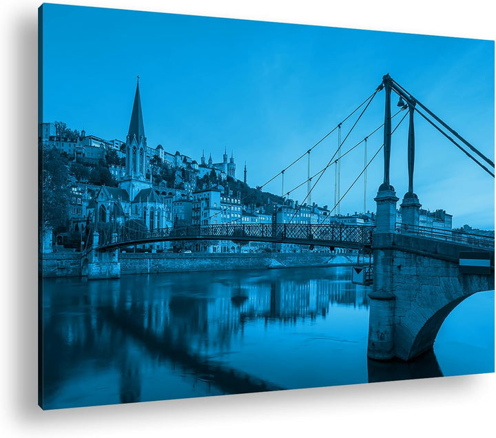 deyoli Kirche in Budapest Format: 80x60 cm Effekt: Monocrome Blau als Leinwandbild, Motiv fertig ger