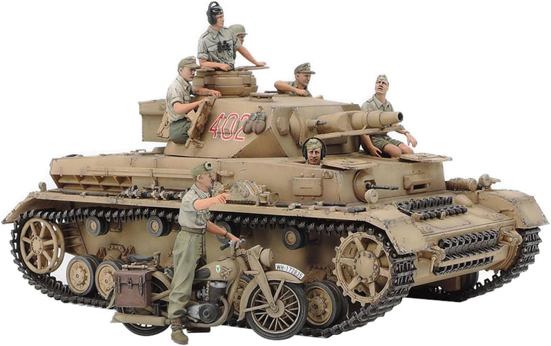 TAMIYA 25208 1:35 Dt. PzKpfw.IV AUSF.F m. Krad DAK - Modellbau, Plastik Bausatz, Hobby, Basteln, Kle