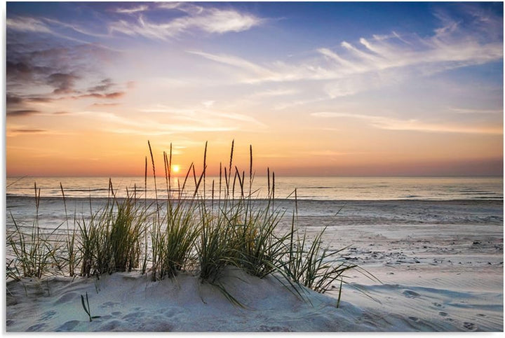 Feeby Vlies Leinwandbild Sonnenuntergang Am Meer 120x80 cm Wand Bild Kunstdruck Deko Wohnzimmer Wohn