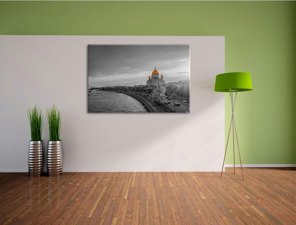 Christ-Erlöser-Kathedrale in Moskau schwarz/weiss Format: 100x70 auf Leinwand, XXL riesige Bilder fe