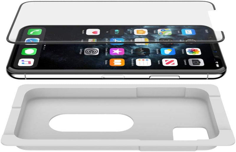 Belkin Schutzfolien F8W944zzBLK Vollflächig Premium (schwarz) Premium gehärtetes Glas mit vollständi