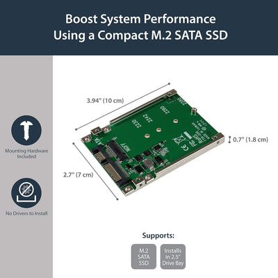 StarTech.com M.2 SATA SSD auf 2.5 Zoll SATA Adapter - M.2 NGFF auf SATA Konverter - 7mm - Open-Frame