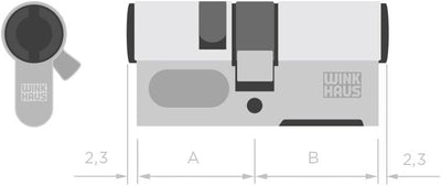 Winkhaus Elektronischer Doppelprofilzylinder für blueCompact Schliessanlage Länge 45/50, BO01V12TN45