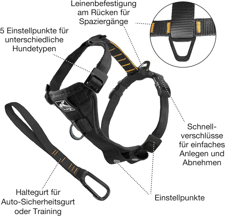 Kurgo Tru-Fit Smart Hundegeschirr, Mit gepolstertem Brustteil und D-Ring, Inklusive Autosicherheitsg