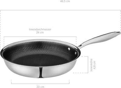 MÄSER Hestia, antihaft beschichtete Bratpfanne 24 cm, hochwertige Wabenbeschichtung, Mehrschichtmate