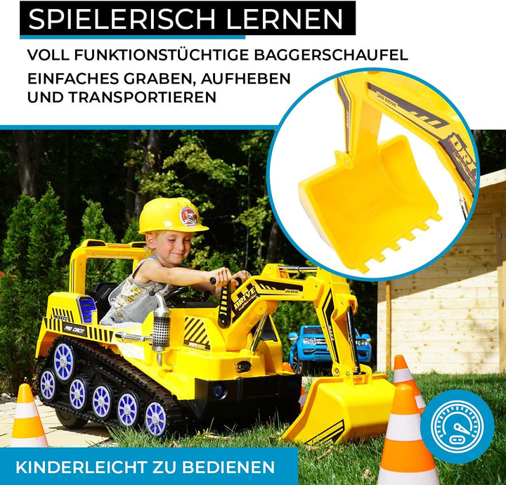 Actionbikes Motors Kinder Elektrobagger D2811 | 2,4 Ghz Fernbedienung - 6 Volt 7AH Batterie - 2X 6 V