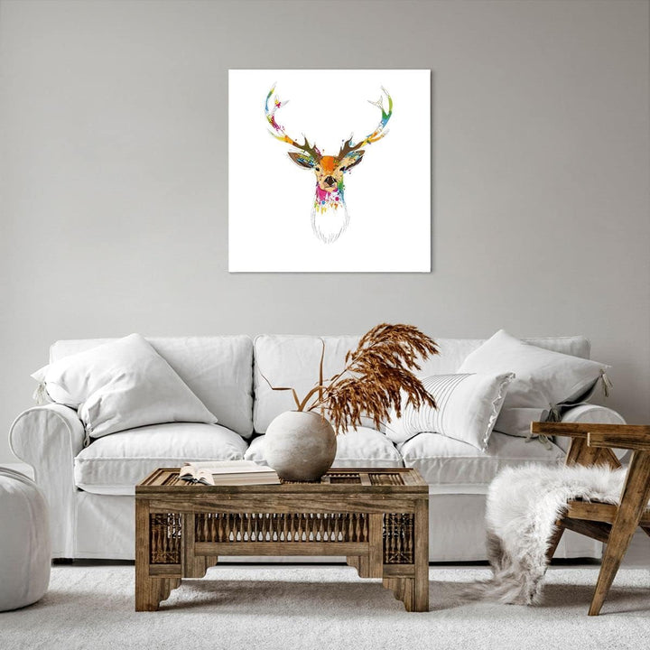 Bilder auf Leinwand Deer fantasie Graffiti Grafik Leinwandbild 60x60cm Wandbilder Dekoration Wohnzim