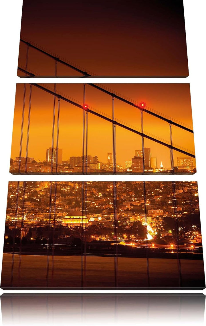 Pixxprint San Francisco Skyline/Format: 3-Teiler (120x80cm) cm/Leinwandbild fertig bespannt Wandbild