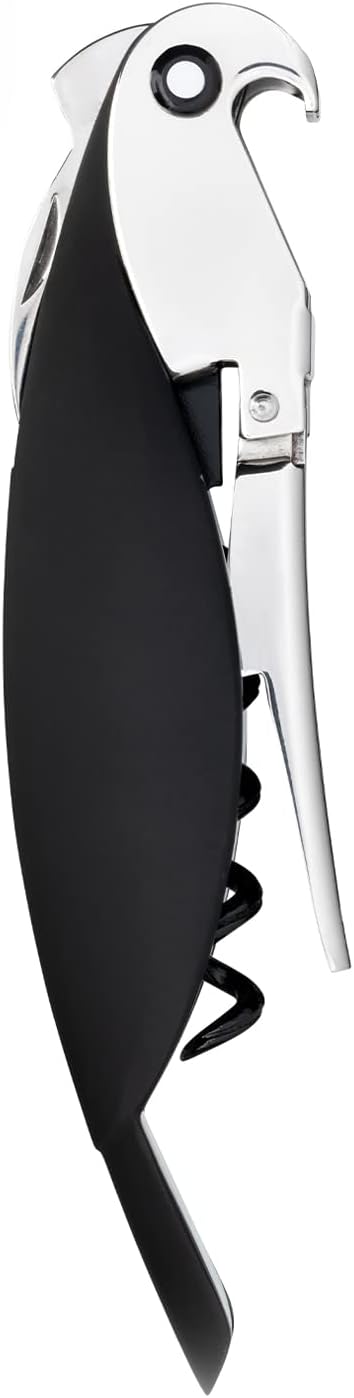 Alessi Parrot AAM32 B Sommelier-Korkenzieher, aus Gussaluminium und PC, schwarz, 12 x 8 x 30 cm, Sch