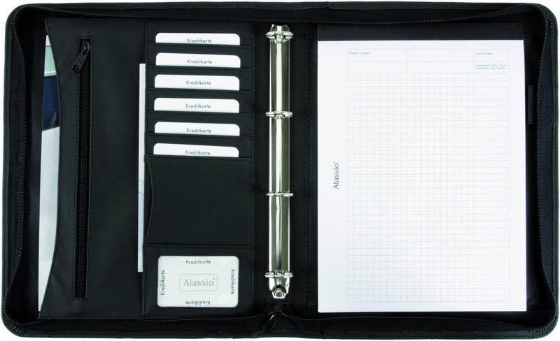 Alassio Ringbuchmappe "RONDO", DIN A4, Lederimitat, schwarz VE = 1