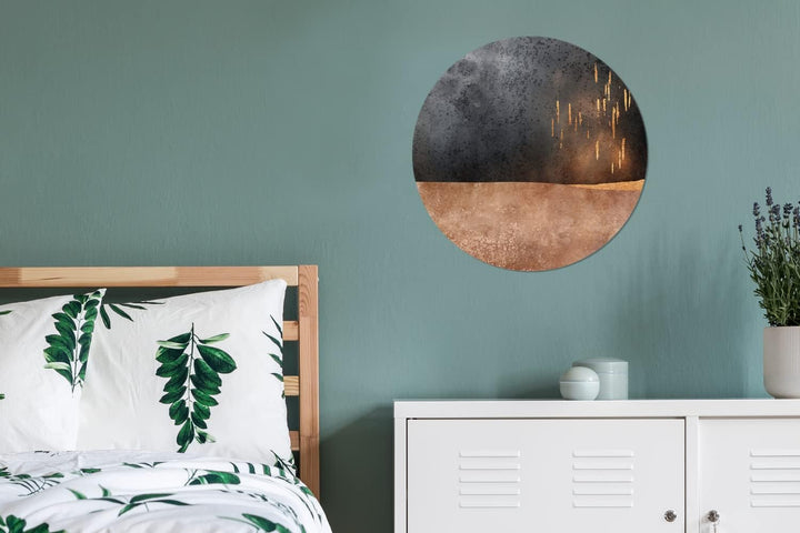 MuchoWow Wandbild Rund Wanddeko Deko Wohnzimmer Bilder 60x60 cm Abstrakt - Gold - Design, 60x60 cm