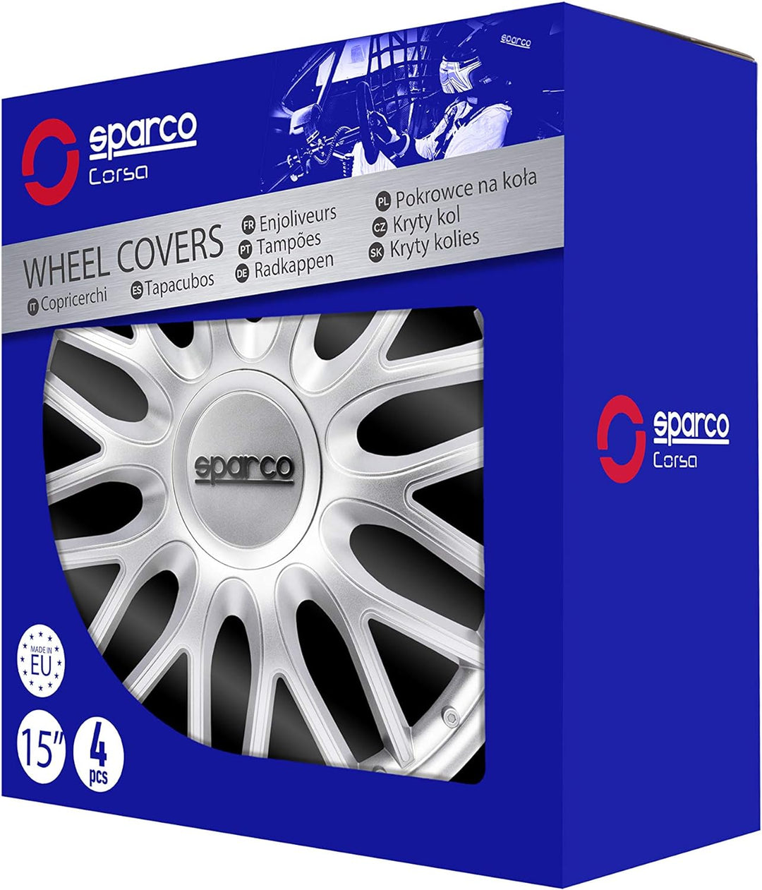 Sparco SPC1596SV Wheel Trims Roma Silver 15 Inch, Set of 4, ROMA 15 zoll SILBER, ROMA 15 zoll SILBER