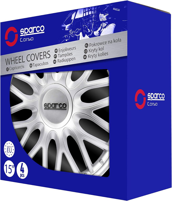 Sparco SPC1596SV Wheel Trims Roma Silver 15 Inch, Set of 4, ROMA 15 zoll SILBER, ROMA 15 zoll SILBER