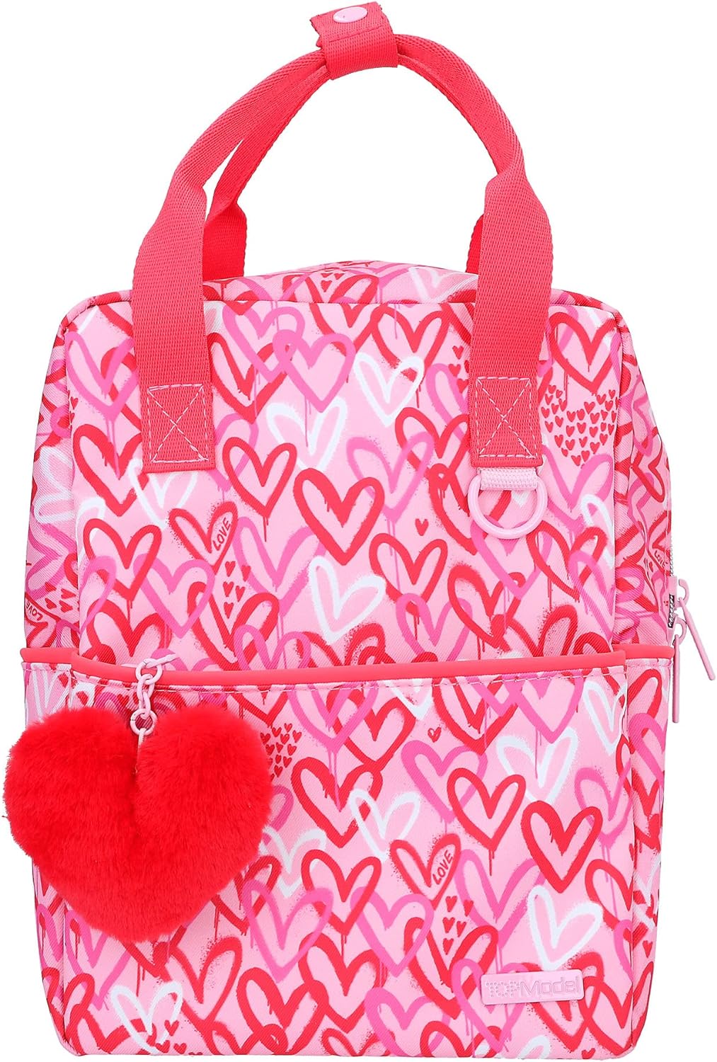 Depesche 12232 TOPModel One Love-Rucksack für Kinder in Rot und Rosa, mit Plüschherz, Tasche mit ver