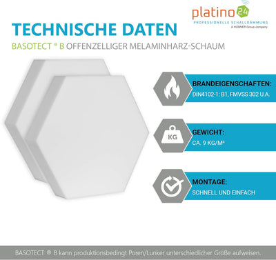 3D Absorber aus Basotect B WEISS - 14 x Absorber Akustik Schallabsorption Breitbandabsorber Set #08