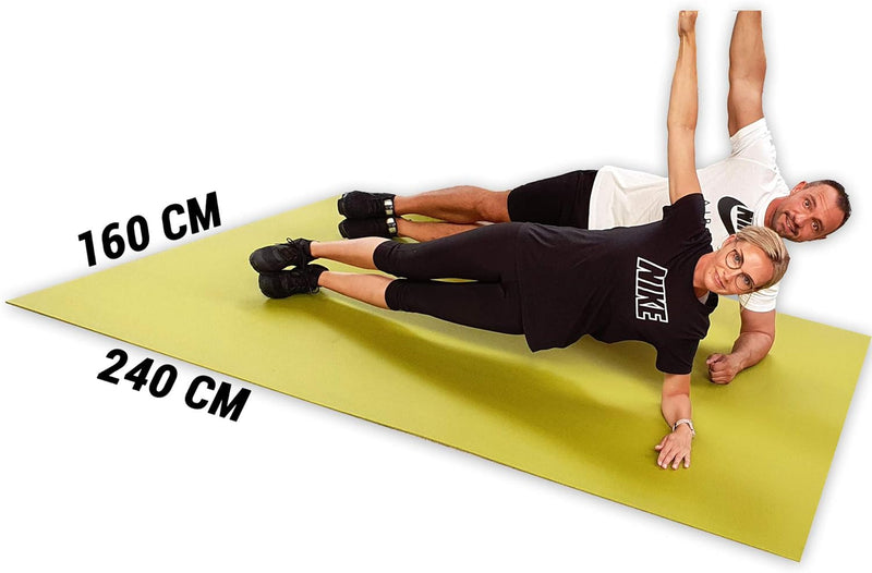 GYMEX Performance Fitness-Matte XXL, extra gross, rollbar, für Yoga, Sport & Fitness 240x160cm Schwa