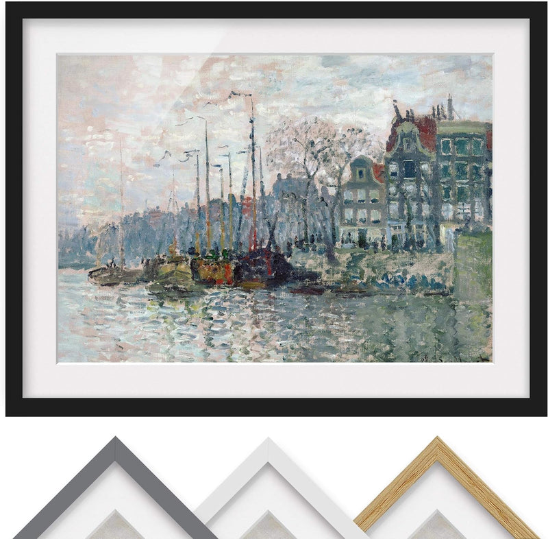 Bild mit Rahmen - Claude Monet - Kromme Waal Amsterdam - Schwarz, 50 x 70 cm 50cm x 70cm Schwarz, 50