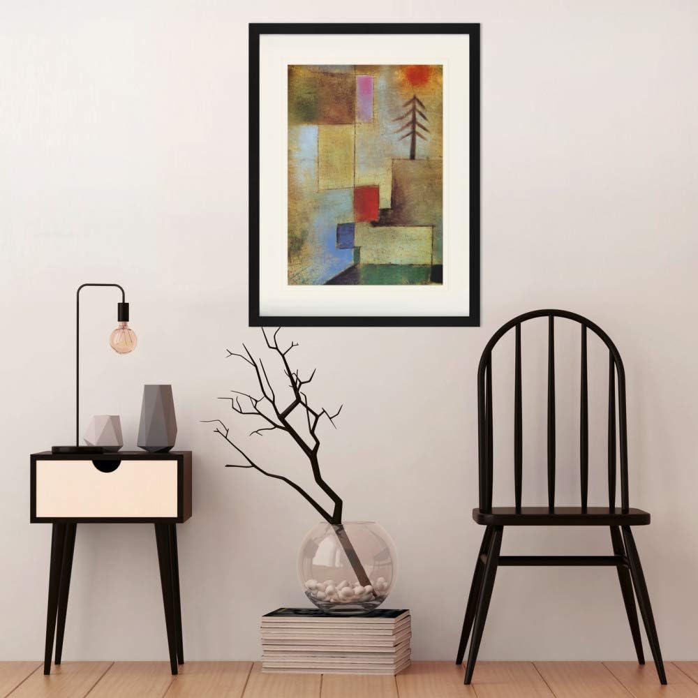 1art1 Paul Klee Poster Kleines Tannenbild, 1922 Gerahmtes Bild Mit Edlem Passepartout | Wand-Bilder