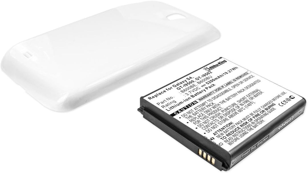 Akku-King Power-Akku kompatibel mit Samsung EB-B600BE, EB-B600BU - 5200 mAh Li-Ion Akkudeckel weiss