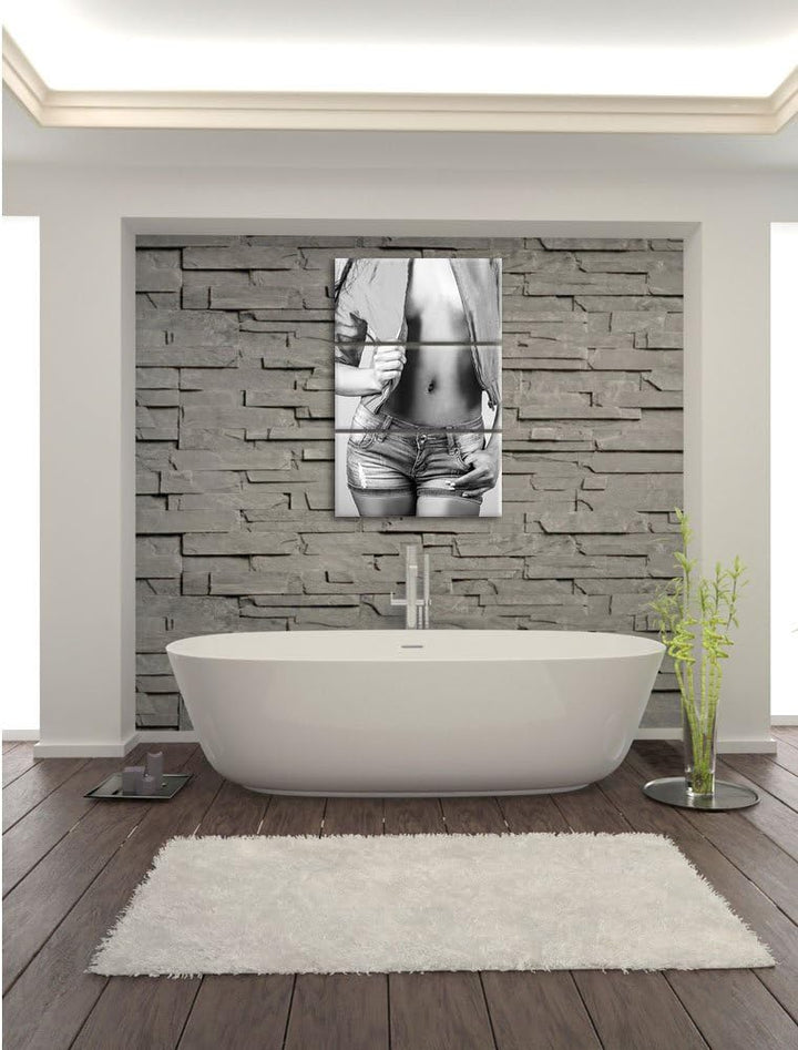 Pixxprint Sexy Woman / 3-Teilig/Gesamtmass 120cm Leinwandbild bespannt auf Holzrahmen/Wandbild Kunst