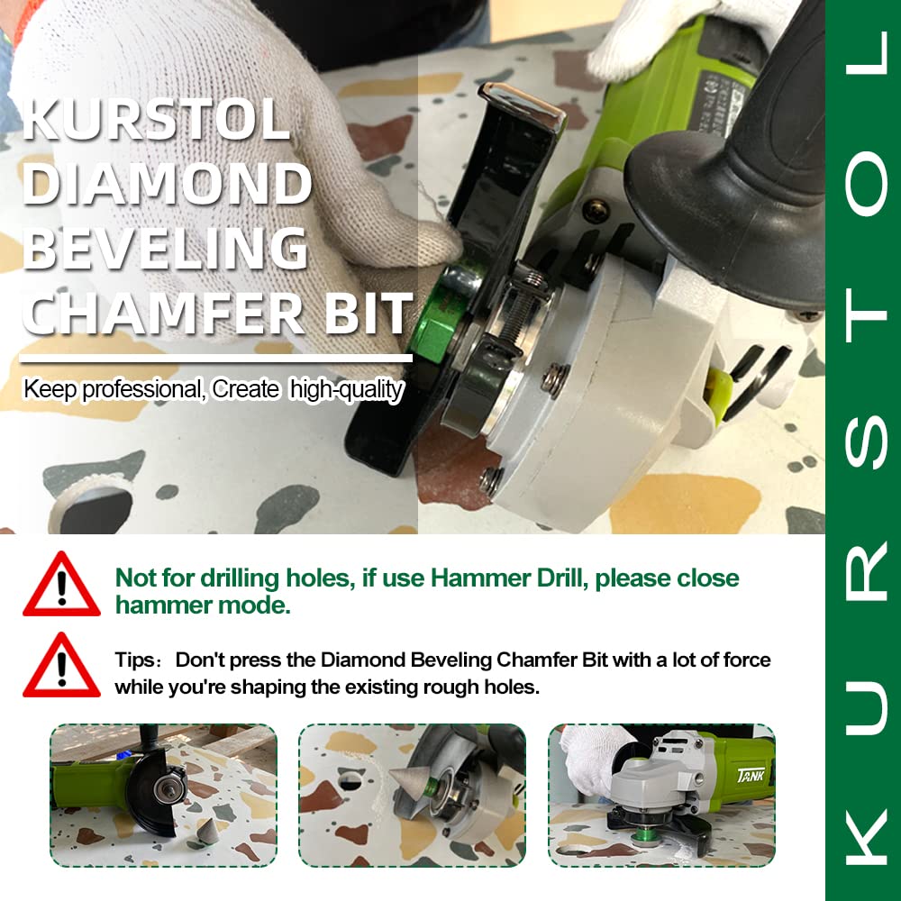 KURSTOL Diamant Fasen-Bit – Diamant Abschräg Bit,50 mm x M14 Gewindewinkelschleifer,zum Formen von V